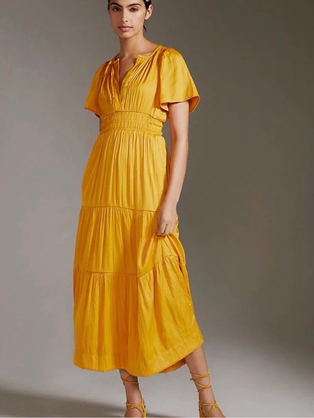 Anthropologie Somerset Yellow Maxi Dress